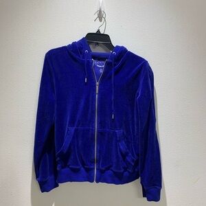 Michael Kors Women's Full Zip Velour Sweater Jacket Blue Size L